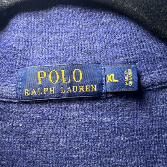 Polo Ralph Lauren Men's Quarter Zip Pullover Sweater Blue Heather Red Pony Sz XL - Picture 4 of 13